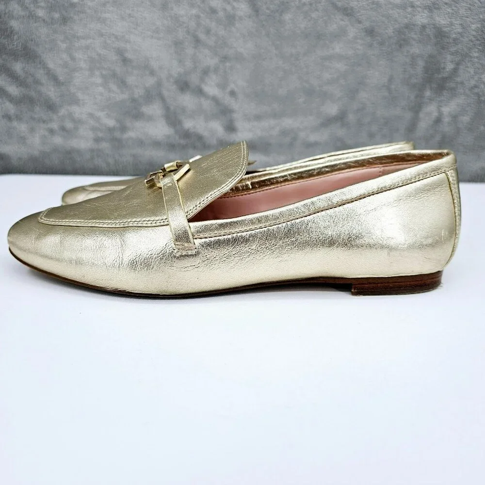 Kate Spade NY Cape Cod Loafers 6 B Metallic Gold Slip On Flat Leather Almond Toe